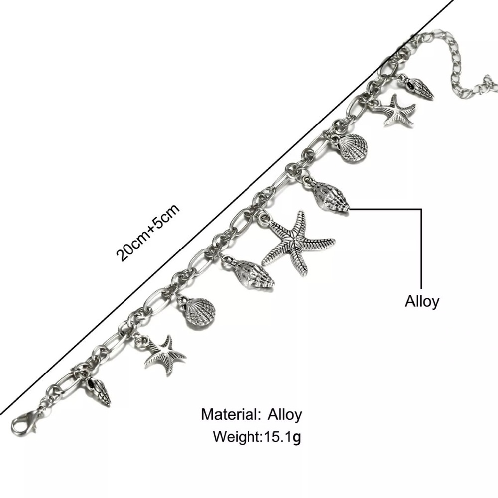 HP!🎉Starfish & Shells Silver Ankle Bracelet! - Picture 4 of 6